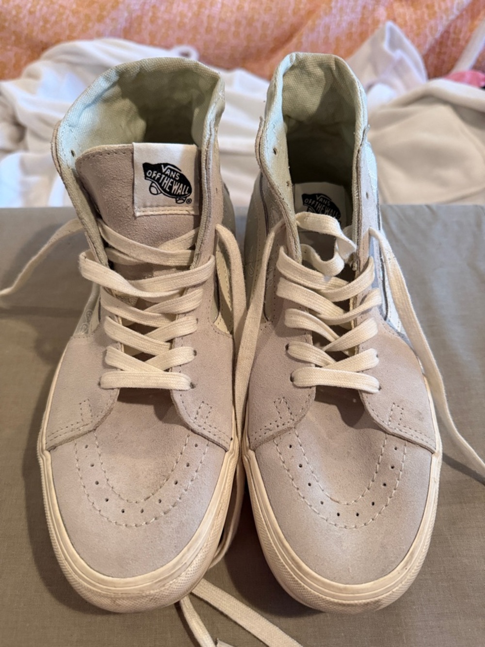 Vans High-Top Suede Sneakers in Light Gray